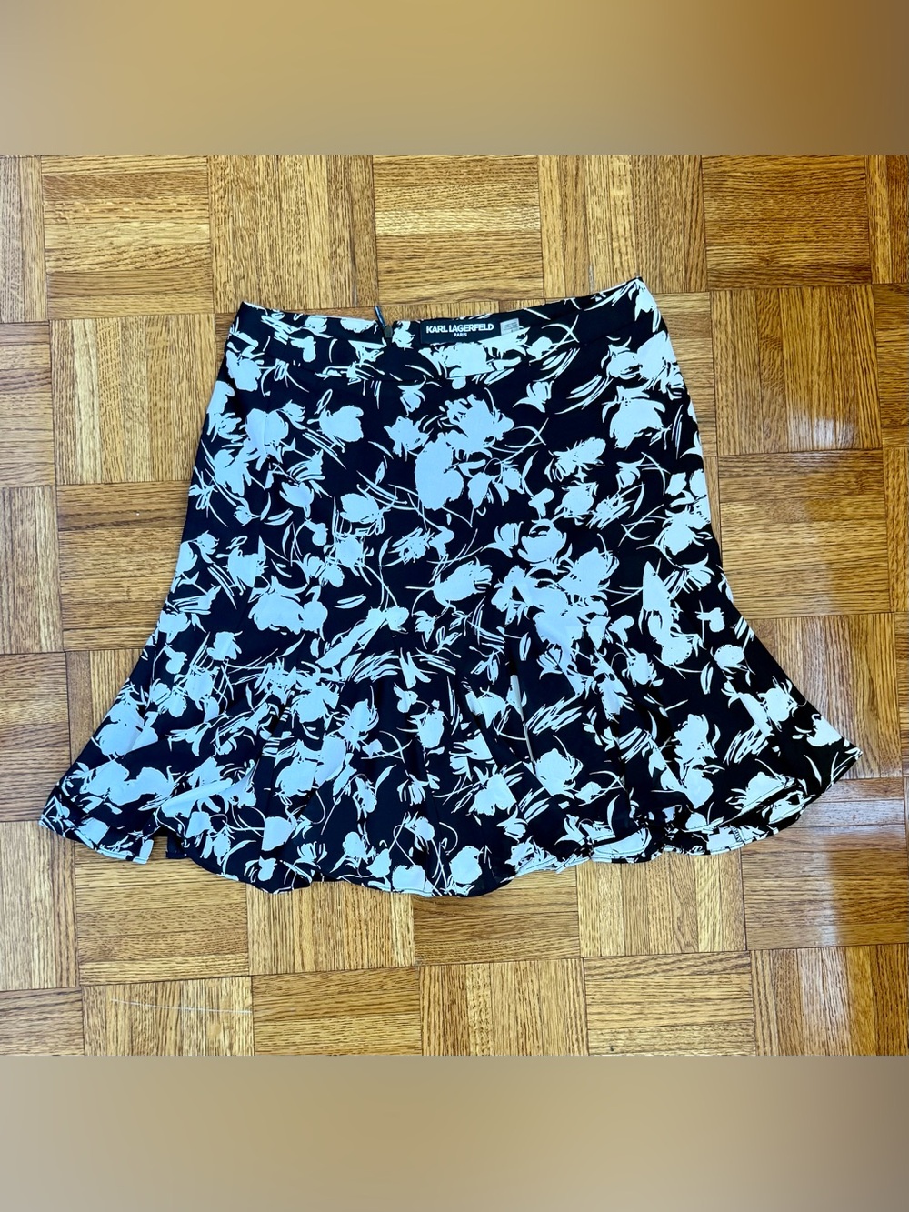 Karl Lagerfeld Black & White Floral Pleated Skirt